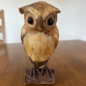 Handcrafted Wooden Owl Figurine